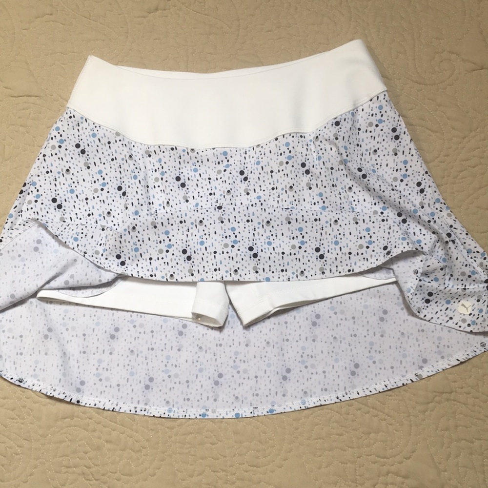 New! Puma PWRShape White Dot Print 16” Golf Skort With Pockets size Medium - Picture 1 of 15